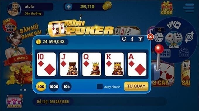 Bí quyết quy mini poker nổ hũ cực hay